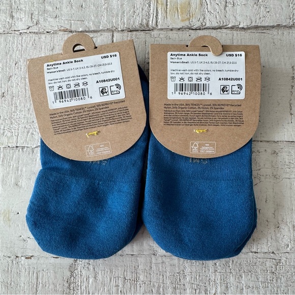 Allbirds Anytime Ankle Socks NWT 2 Pairs Basin Blue Womens size Small US 5-7‎ - Picture 4 of 8